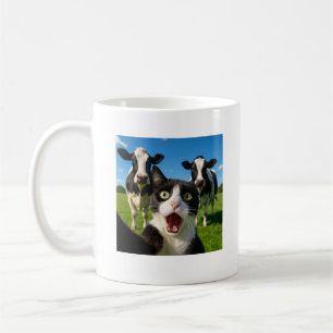 Taza De Café Regalo de selfi de gato y vaca lindo
