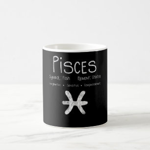 Taza De Café Regalo de signo zodiacal Piscis retro, peces, agua