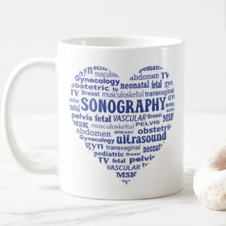 Taza De Café Regalo de Sonografista Corazón Azul Especialidad e