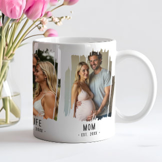 Taza De Café Regalo de texto de fotos de madres y Personalizado