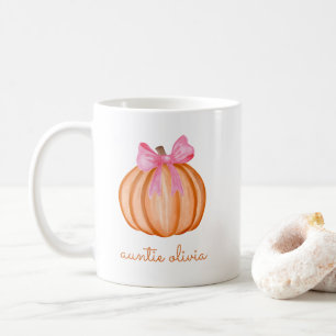 Taza De Café Regalo de Tía de Otoño Coquette de Calabaza Acuare