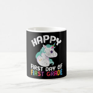 Taza De Café Regalo de Unicornio de Primer Grado Feliz Primer D