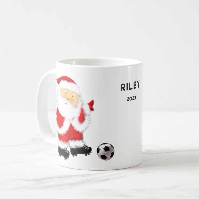 Taza De Café Regalo de vacaciones de fútbol personalizado (Anverso izquierdo)