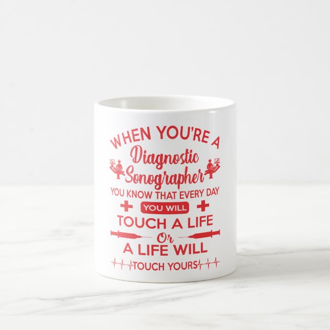Taza De Café Regalo de vida táctil del sonógrafo de diagnóstico (Centro)
