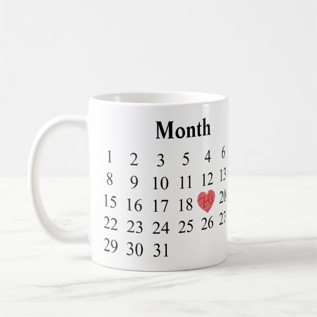 Taza De Café Regalo del aniversario - calendario y anillos (Izquierda)