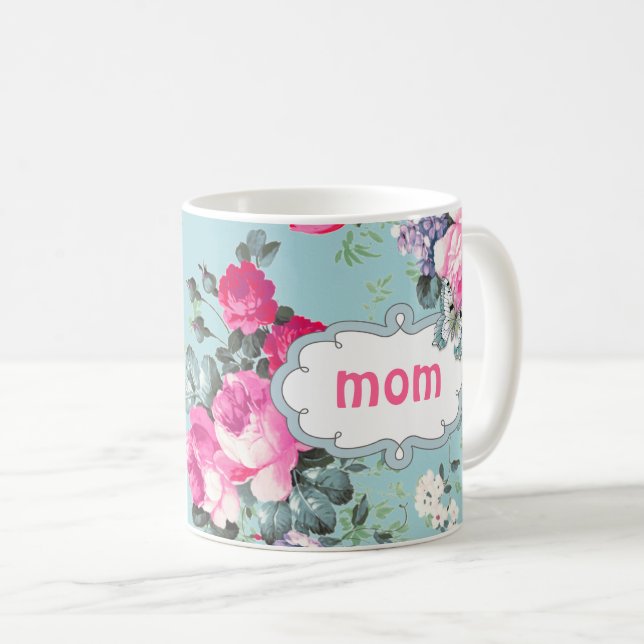 Taza De Café Regalo del Día de la Madre de Rosas Mariposas y Vi (Anverso derecho)