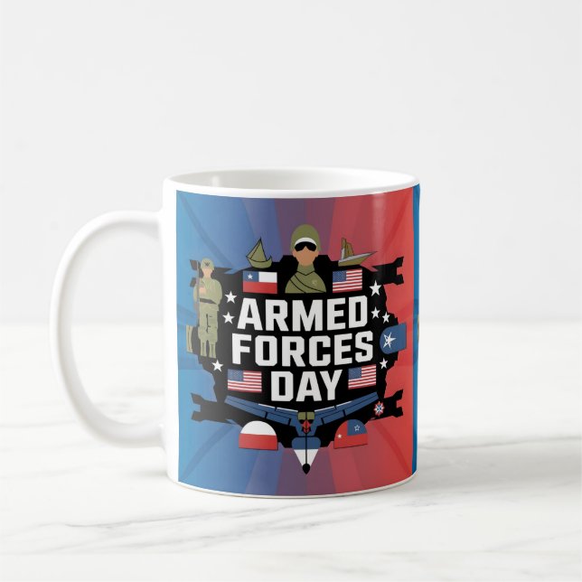 Taza De Café Regalo del Día de las Fuerzas Armadas Feliz (Izquierda)