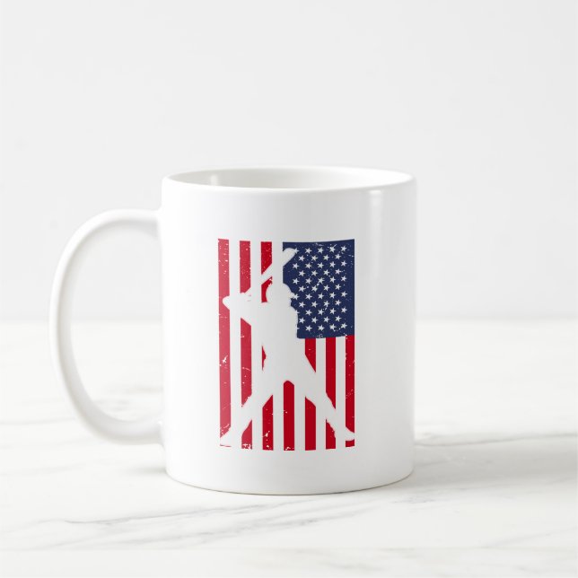 Taza De Café Regalo del equipo de béisbol de bandera estadounid (Izquierda)