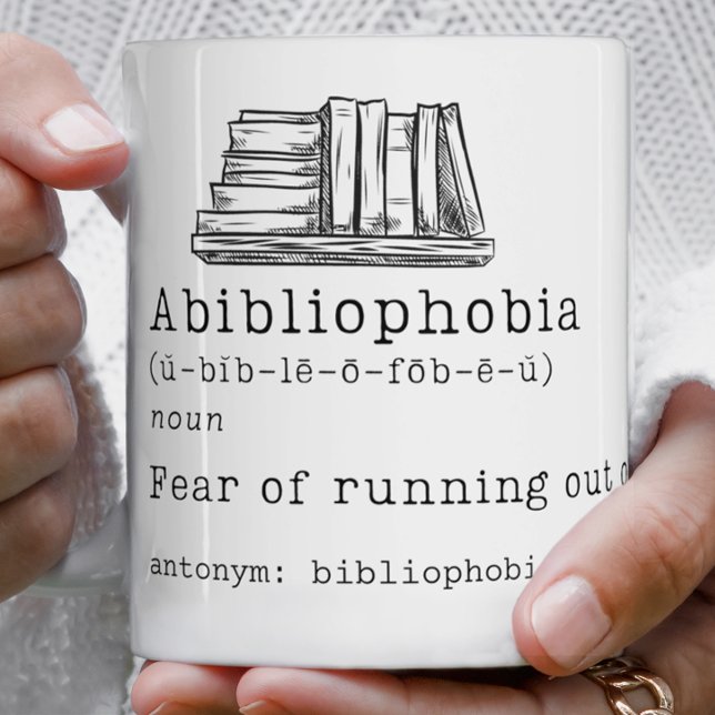 Taza De Café Regalo del libro de Abibliofobia Lover (abibliophobia, the fear of running out of books, book lover, literature lover, literature major)