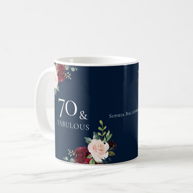 Taza De Café Regalo del partido de cumpleaños 70 de la mujer de (Anverso izquierdo)