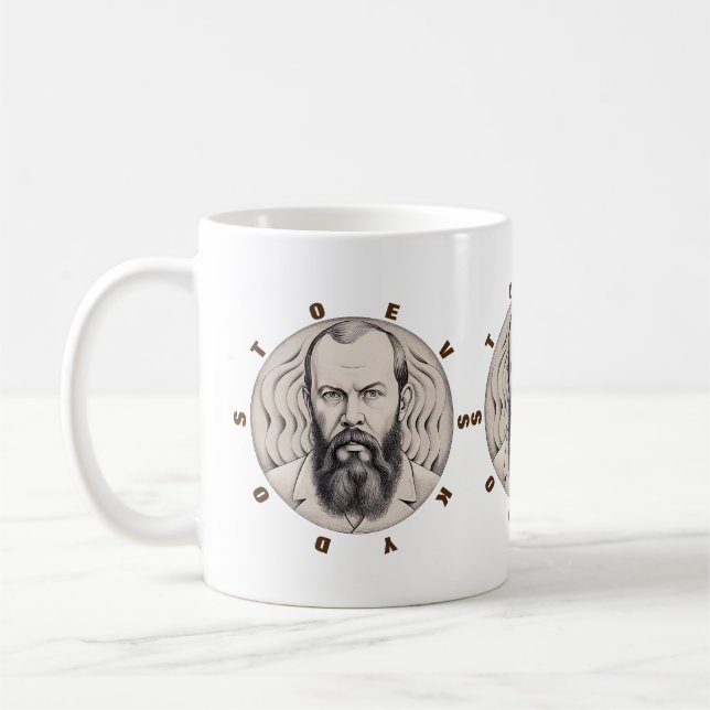 Taza De Café Regalo del pegatina del retrato Fyodor Dostoevsky (Izquierda)