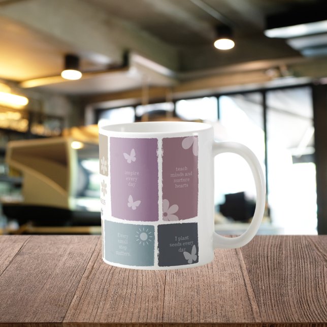 Taza De Café Regalo del profesor Boho con afirmaciones y libro  (Subido por el creador)