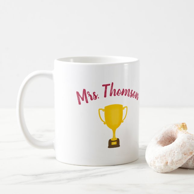 Taza De Café Regalo del profesor personalizado, mejor profesor  (Con donut)