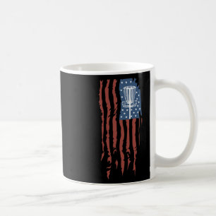 Taza De Café Regalo deportivo de frisbee retro de bandera ameri
