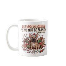 Regalo divertido de Navidad, café y Bulldog francé