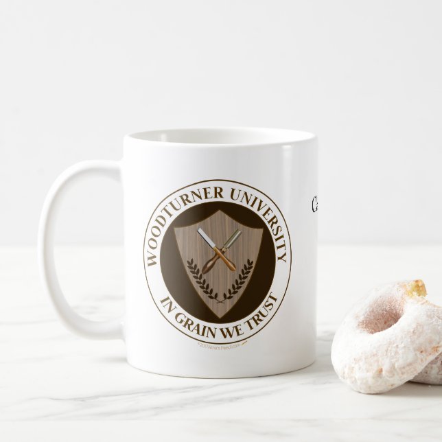 Taza De Café Regalo divertido para la universidad de Woodturner (Con donut)