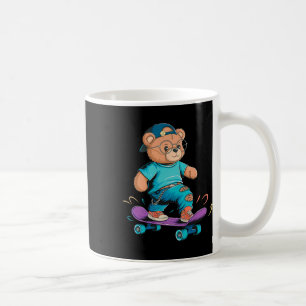 Taza De Café Regalo divertido y lindo de oso haciendo skate par