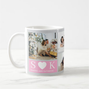 Taza De Café Regalo EDITABLE inicial Corazón 4 Fotos San Valent