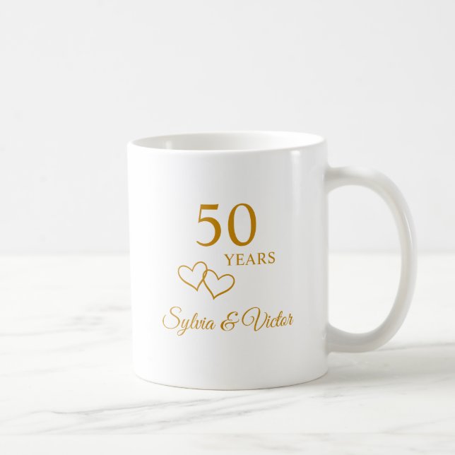 Taza De Café Regalo Elegante Moderno Personalizado para 50 Aniv (Derecha)