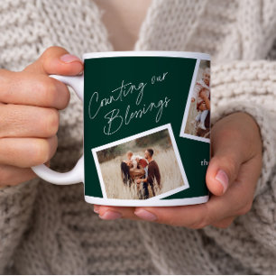 Taza De Café Regalo Familiar Collage de 4 Fotos Moderno y Elega