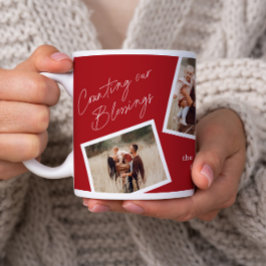 Taza De Café Regalo Familiar Collage de 4 Fotos Moderno y Elega