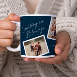 Taza De Café Regalo Familiar Collage de 4 Fotos Moderno y Elega
