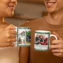 Taza De Café Regalo familiar de fotos múltiples Navidad Verde D