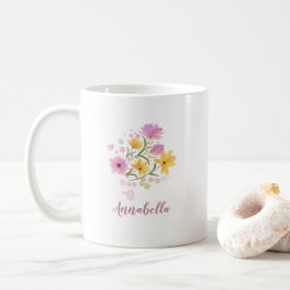 Taza De Café Regalo Favor de Flores Silvestres Acuarela