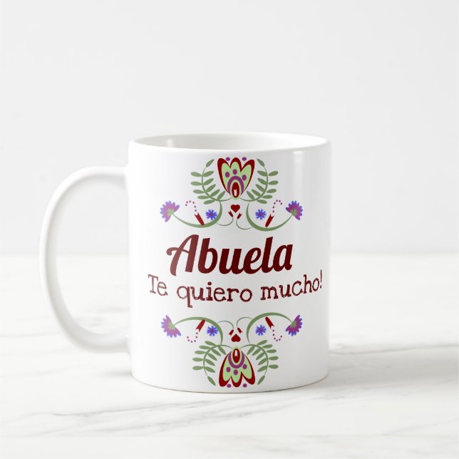 Taza De Café Regalo floral de los abuelos mexicanos (Izquierda)