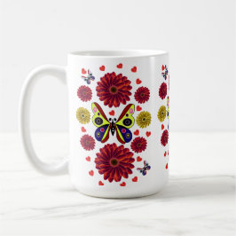 Taza De Café Regalo Floral de Mariposa Primaveral Personalizado