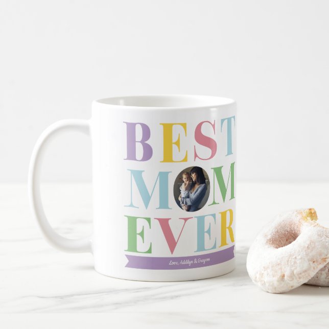 Taza De Café Regalo fotográfico Pastel Best Mom (Con donut)