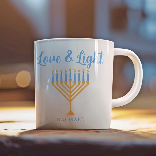 Taza De Café Regalo Hanukkah Menorah personalizado de amor y lu (Subido por el creador)