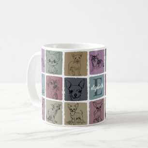 Taza De Café Regalo Inicial Personalizado de Chihuahua Vintage
