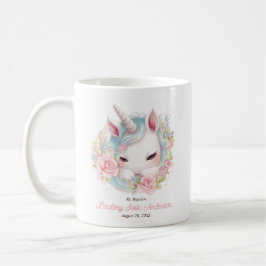 Taza De Café Regalo invitado con unicornio floral para bautismo