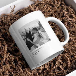 Taza De Café Regalo minimalista de Navidades de fotografía en b