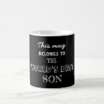 Taza De Café Regalo mínimo moderno negro pertenece al mejor hij<br><div class="desc">Regalo mínimo moderno negro pertenece al mejor hijo</div>