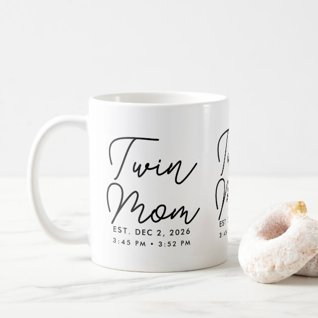 Taza De Café Regalo mínimo para mamá de gemelos establecida (Con donut)