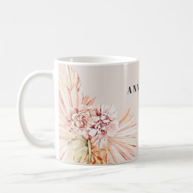 Taza De Café Regalo moderno bohemio acuático floral pastel (Izquierda)