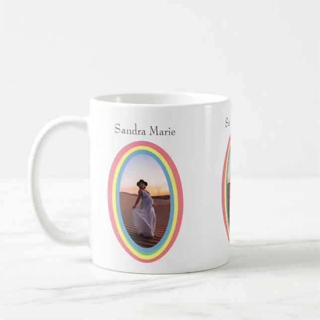 Taza De Café Regalo moderno de Baby Shower con arco iris silenc (Izquierda)