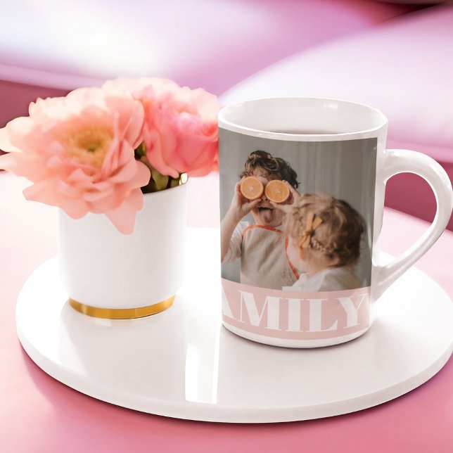 Taza De Café Regalo moderno de fotografía de la familia rosa pa (Subido por el creador)