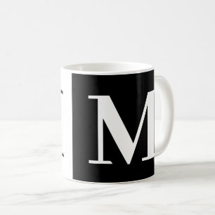 Taza De Café Regalo moderno monograma café blanco negro