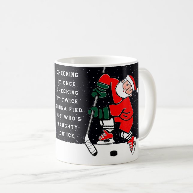 Taza De Café Regalo navideño de Navidades de hockey (Anverso derecho)