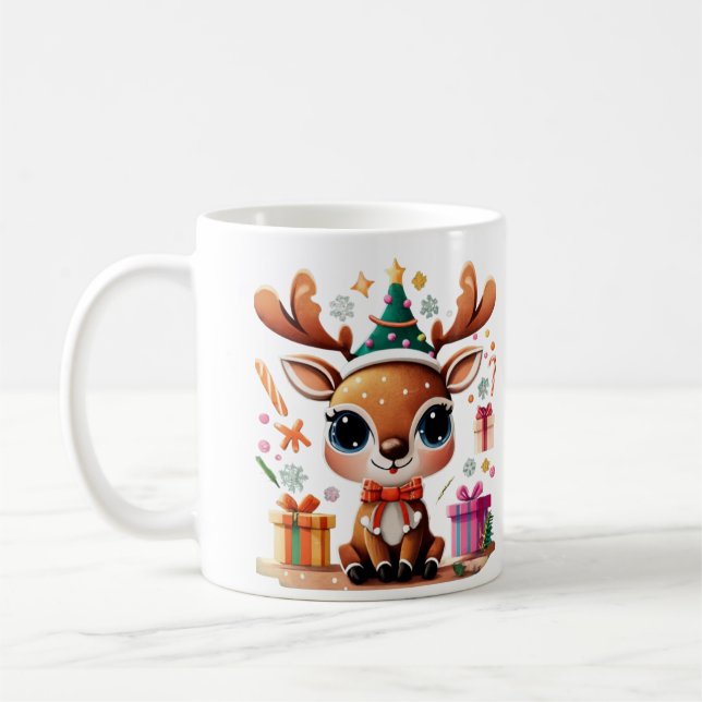 Taza De Café Regalo navideño de reno crudo (Izquierda)