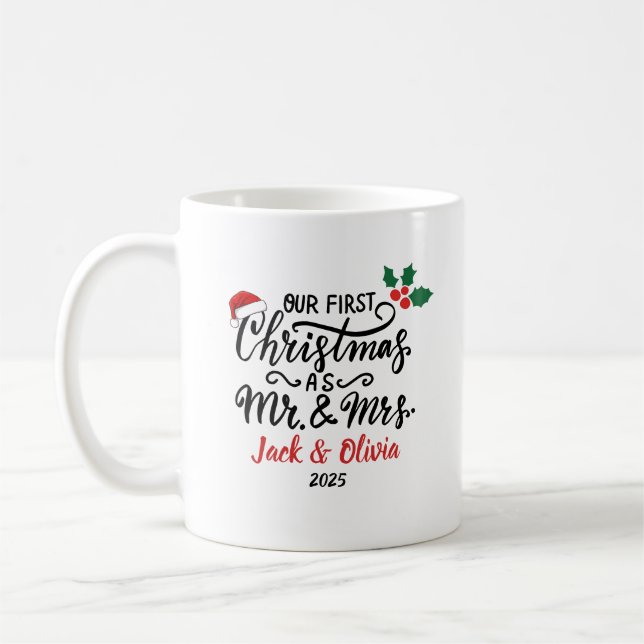 Taza De Café Regalo navideño personalizado recién casado (Izquierda)