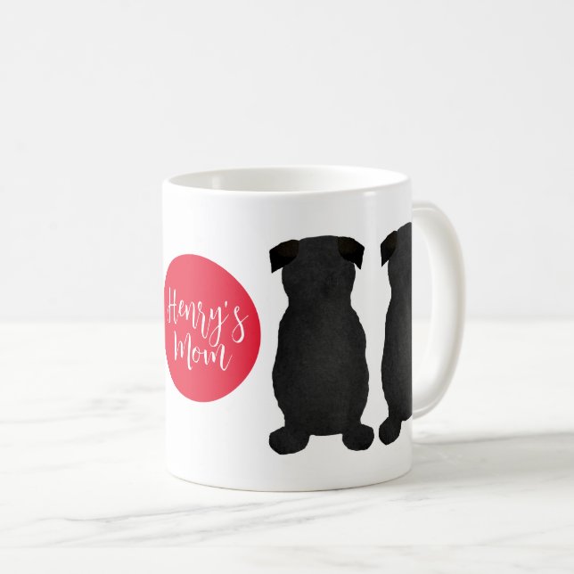 Taza De Café Regalo negro de pug para mamá (Anverso derecho)