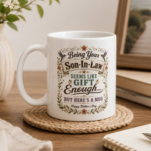 Taza De Café Regalo para el yerno, suficiente, feliz día de la
