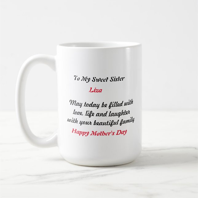 Taza De Café Regalo para hermana - Regalo personalizado del Día (Izquierda)