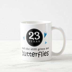 Taza De Café Regalo para la 23ro mariposa del aniversario de