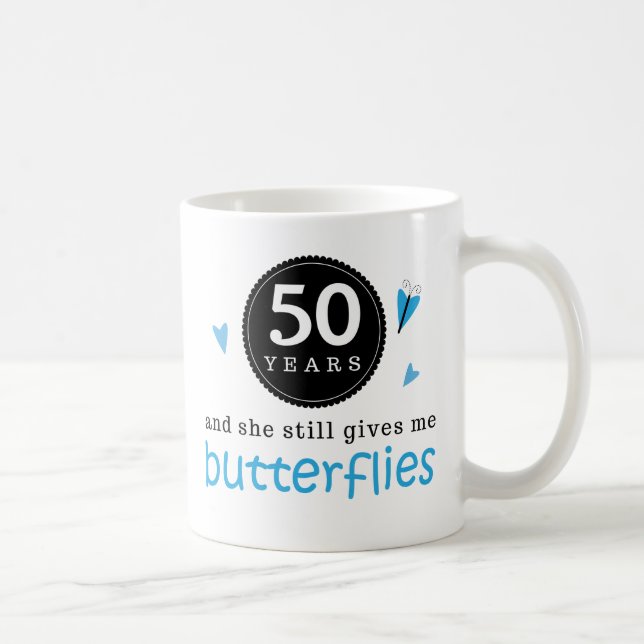 Taza De Café Regalo para la 50.a mariposa del aniversario de (Derecha)