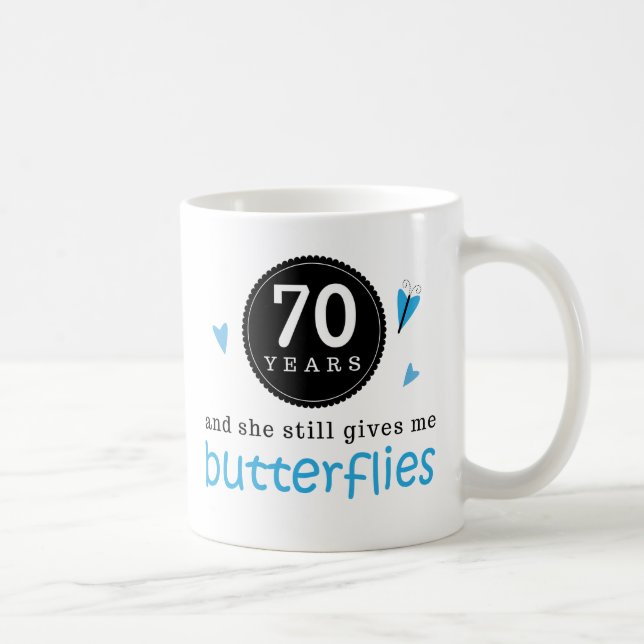 Taza De Café Regalo para la 70.a mariposa del aniversario de (Derecha)